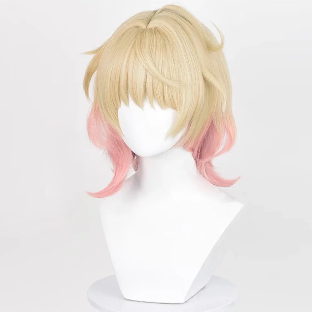 Perruque de Cosplay synthétique lisse ombrée blonde rose, perruque moelleuse en couches pour les musulmans ie, perruque de jeu Anime Cosplay pour 03/Party