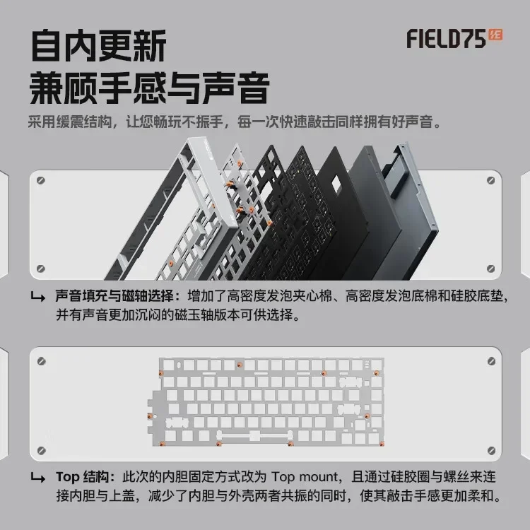 Nuphy Field75 He Magnetic Switch Keyboard 83 Keys Wired Mechanical Keyboard Gamer Keyboard Keycaps Pbt Hot-Swap Gaming Keyboard