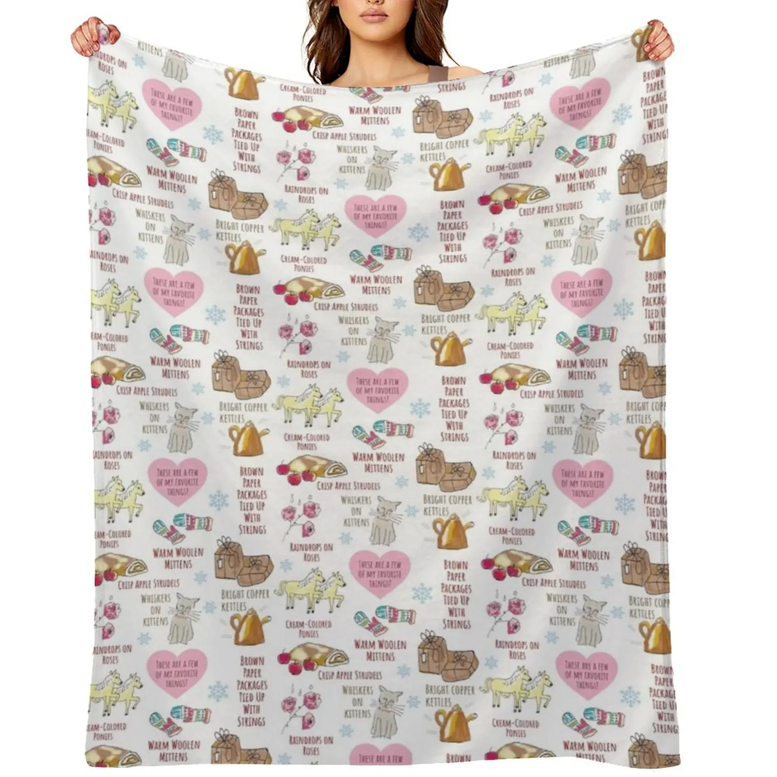 

My Favorite Things Cute Sound of Music Pattern Throw Blanket Hairy Bed Fashionable Tourist Blankets