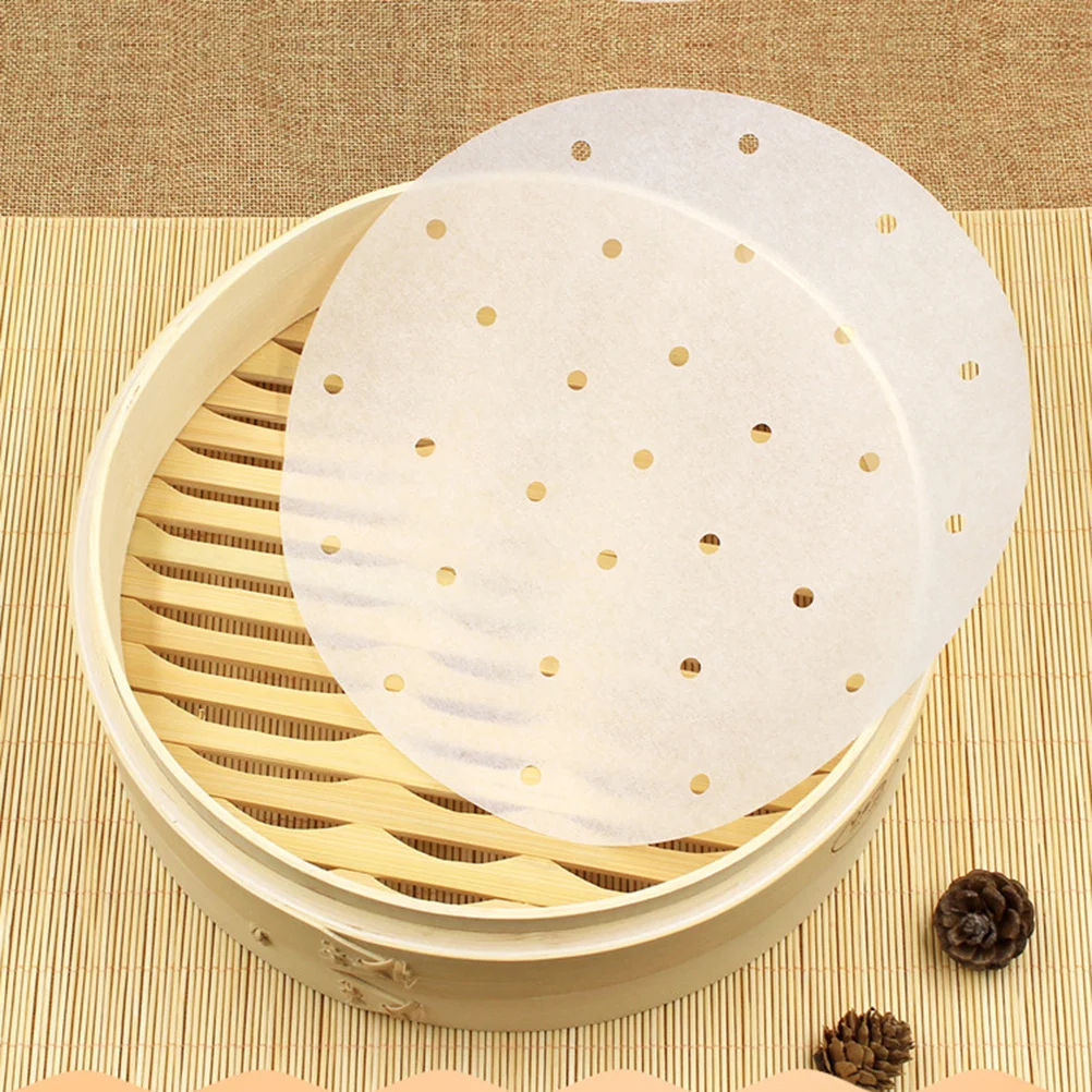 

200pcs Perforated Parchment Round Steamer Paper Liners Suitable for Air Fryer Cooking Steaming Basket Vegetables Dim Sum Rice