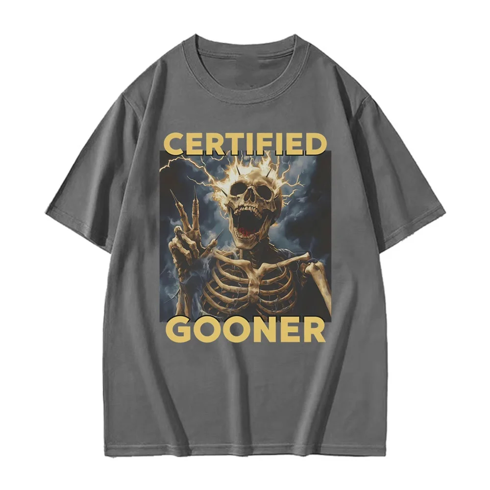 متعة معتمد غونا الهيكل العظمي ميمي الجرافيك تي شيرت 2025 الصيف الرجالية خمر القوطية الفكاهة تي شيرتات قصيرة الاكمام القطن تي شيرت