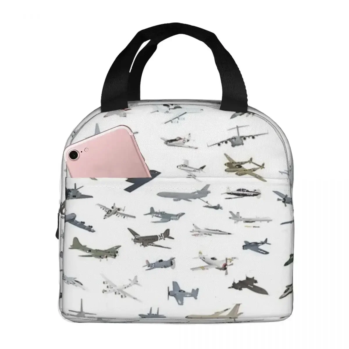 American  Airplanes Insulated Lunch Bags Portable Picnic Bag Thermal Cooler Lunch Box Lunch Tote for Woman Work Children