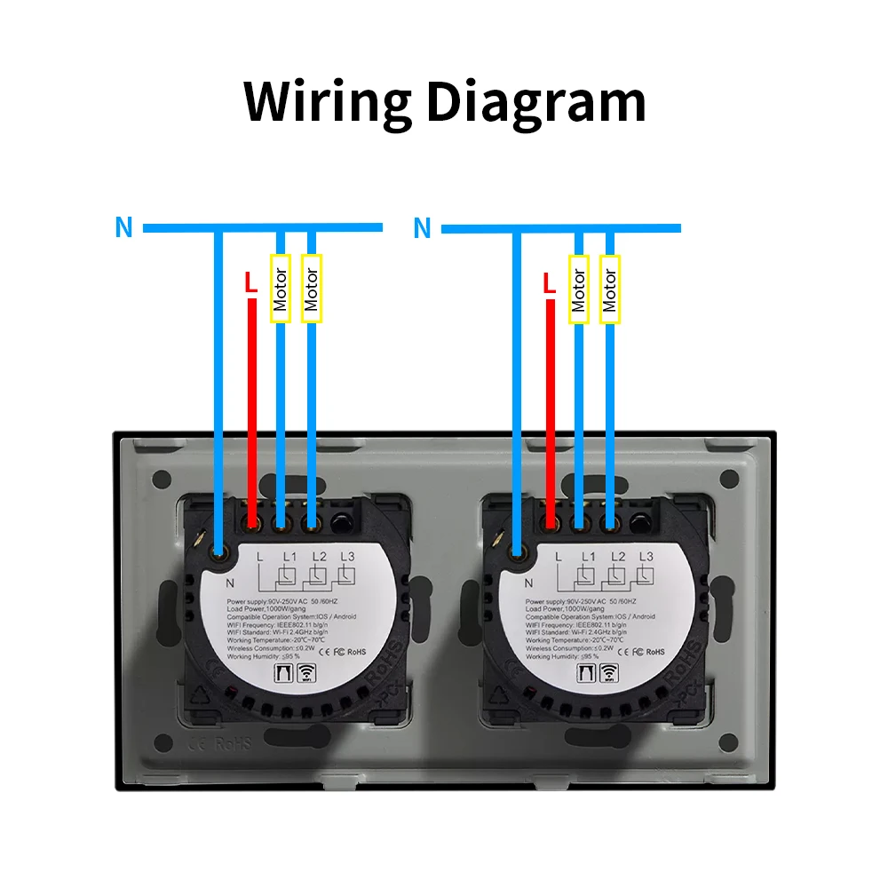 Imagem -04 - Bingoelec Wifi Interruptores de Toque Cortina Luz Interruptor 157 mm Cristal Classe Painel Interruptor Trabalho com Vida Inteligente Tuya App