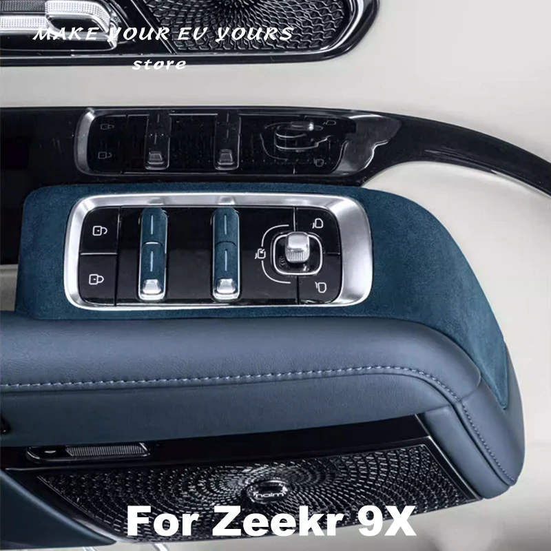 

For Zeekr 9X 2025 2026 Suede Window Control Panel Lift Window Switch Button Frame Cover Trim Soft Stickers Car Accessories