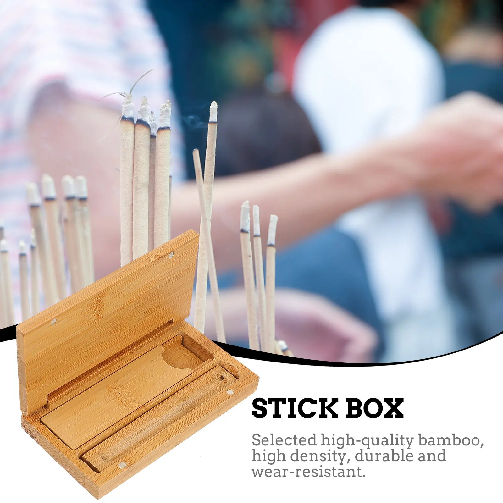 Natural Sandalwood Incense Container Premium Quality Dense Wood Visible Grain Polished Surface Portable Space Saving Incense