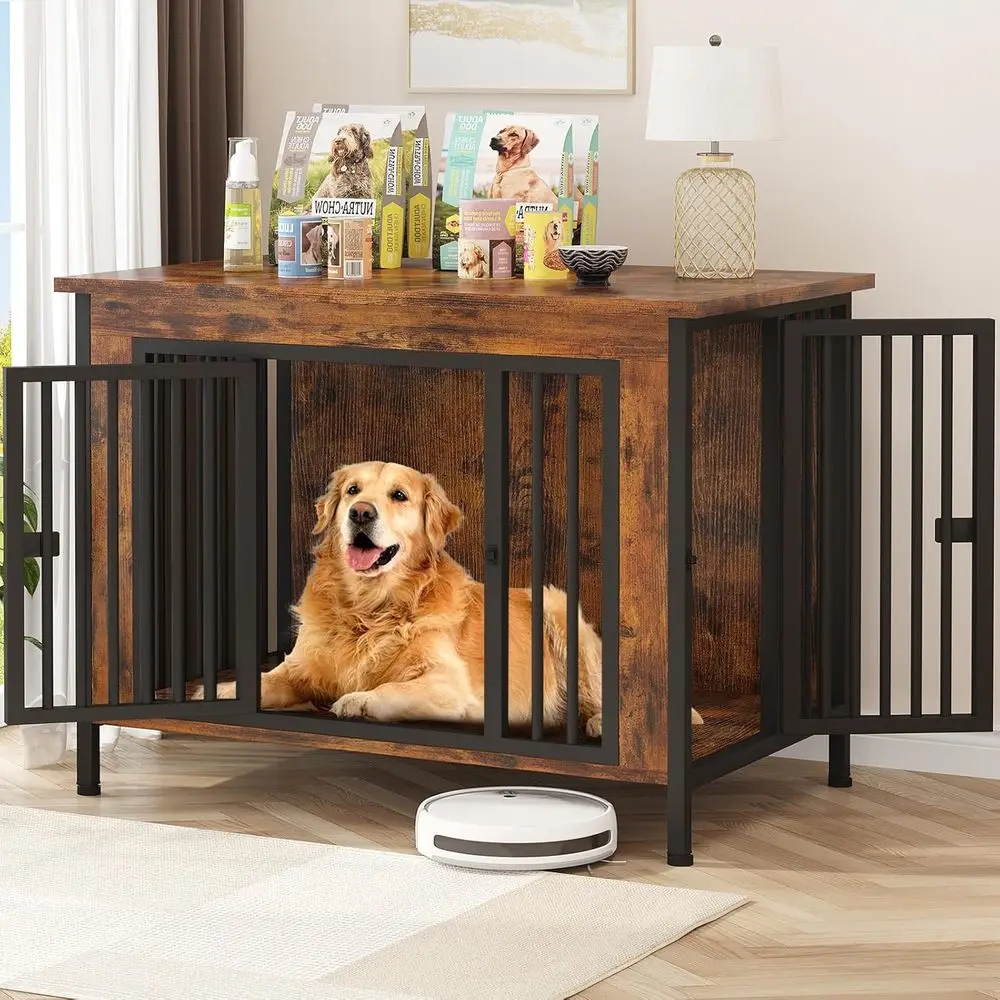 

Sturdy Dog Crate Furniture for 1-2 Dogs, Suitable for Small to Large Breeds, Indoor TV Stand, 39.96 Long, Holds 35-60 Pounds, Br