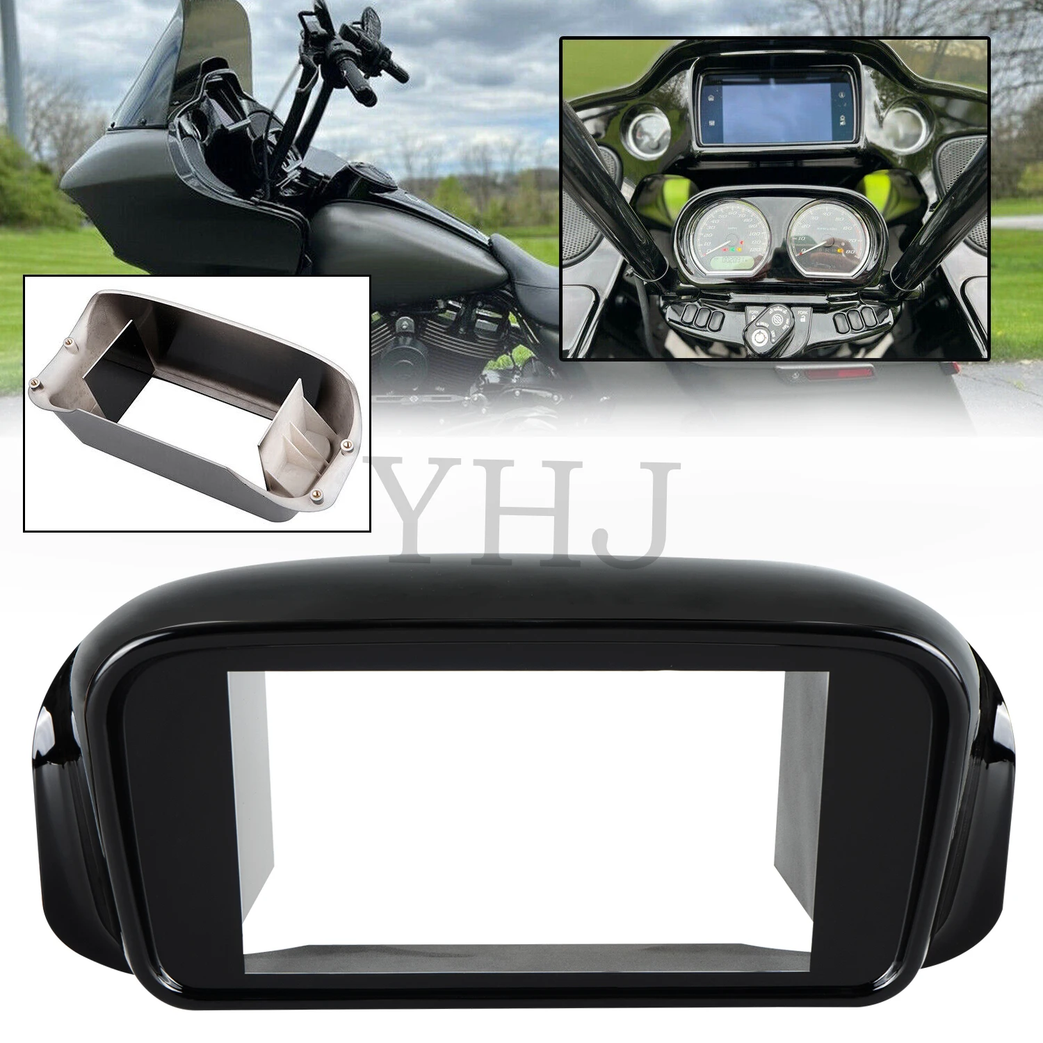 

Motorcycle Radio Stereo Double DIN Adapter For Harley Road Glide FLTRX FLTRU FLTR EFI FLTRI CVO Custom FLTRXSE 1998-2013 Black