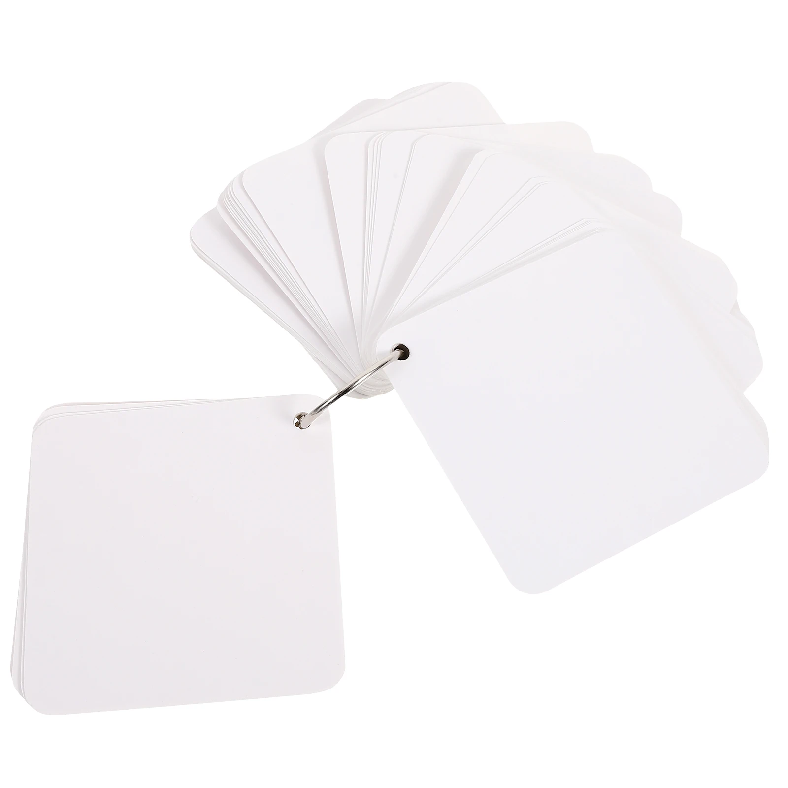 

1 set Blank Cards 8x8cm Pre Hole Punched 2 Metal Rings for Studying Notes Games Home School Kindergarten Classroom Puzzle Use