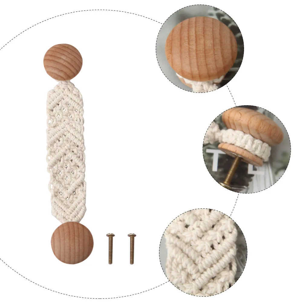 

Woven Drawer Wooden Part Durable Cabinet Door Knob Knob Wardrobe Door Furniture Japanese Style Handle Hardware