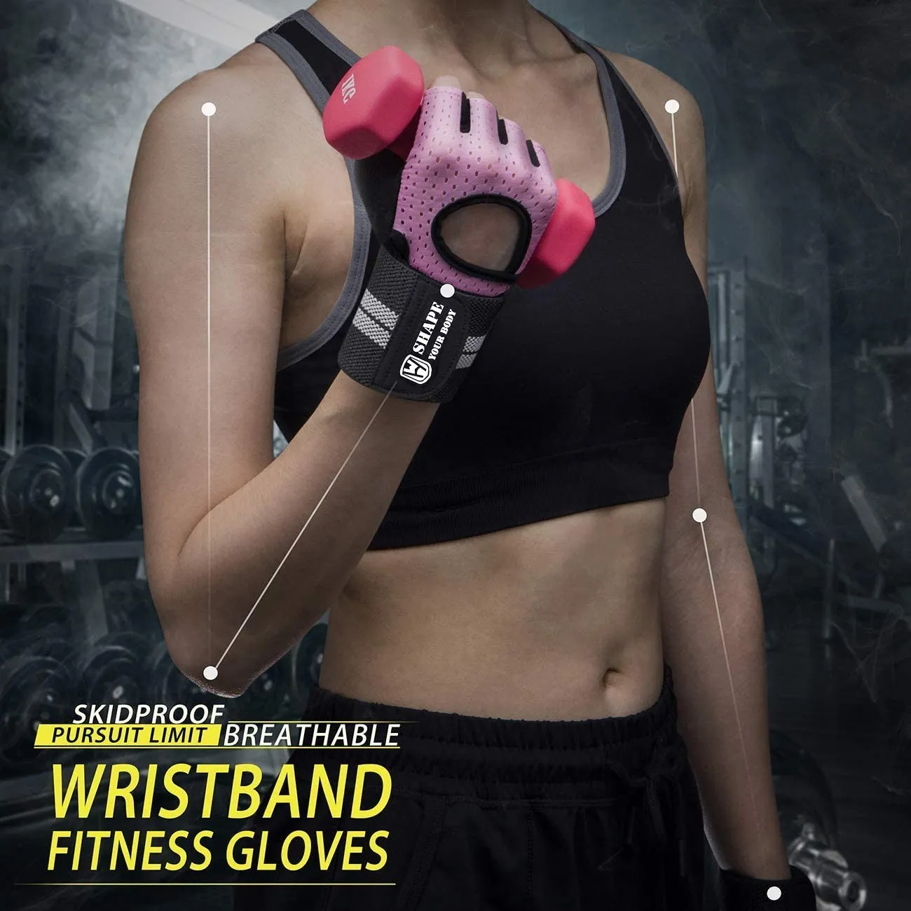 WorthWhile Half Finger Gym Fitness Gloves with Wrist Wrap Support for Men Women Crossfit Workout Power Weight Lifting Equipment