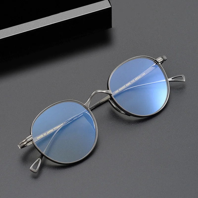 

Japanese Handmade Titanium Ultralight Glasses Frame KMN113 Retro Oval Round Men Women High Quality Design Eyeglasses Spectacles