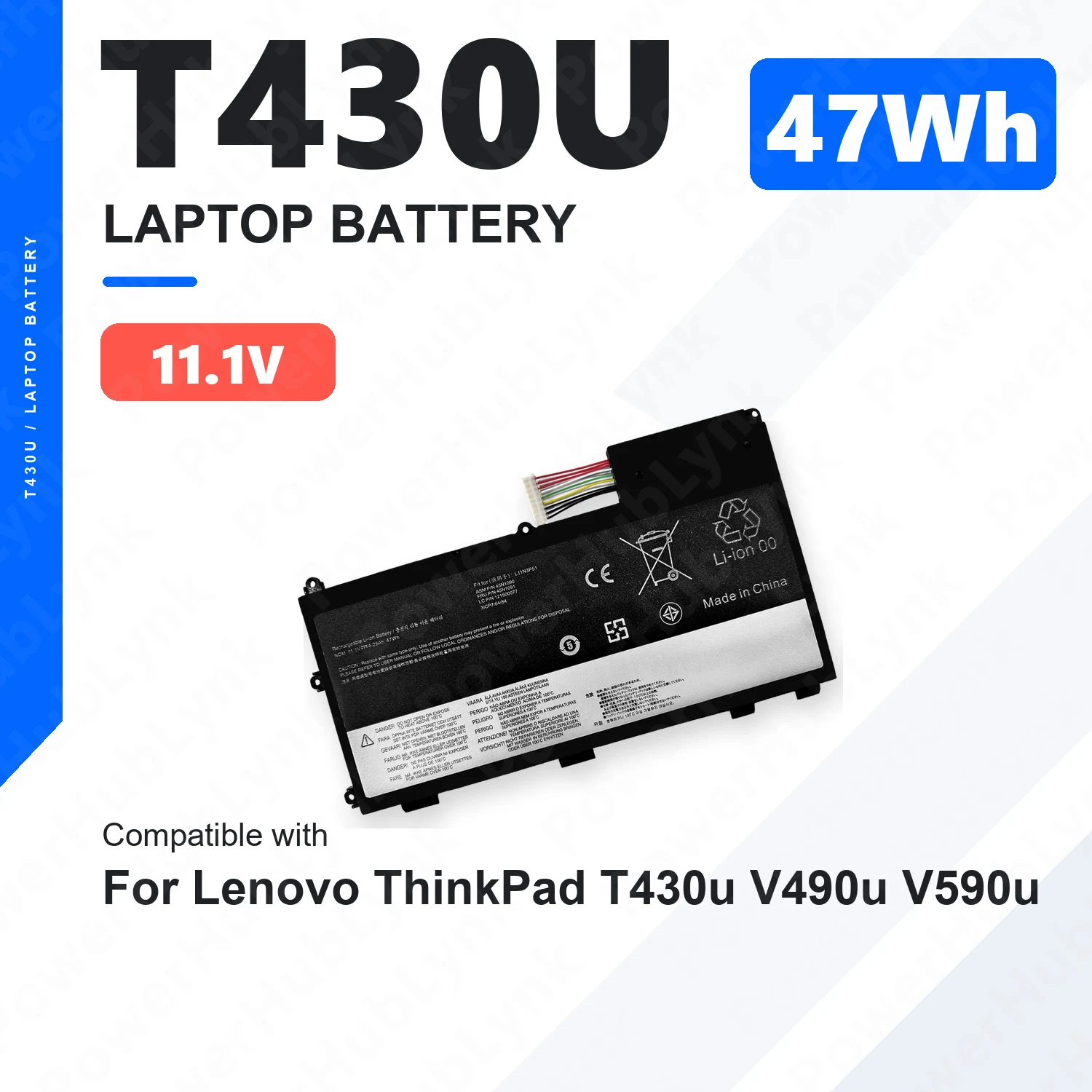 T430U 11.1V 47Wh Laptop Battery For Lenovo ThinkPad T430u V490u V590u 45N1090 45N1088 45N1089 L11N3P51 L11S3P51