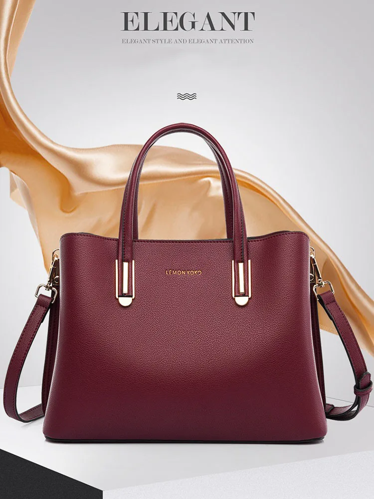 

Elegant Mom Handbag PU Leather Women Stylish Commuting Tote Bag High Quality Female shoulder Bag for travel shopping