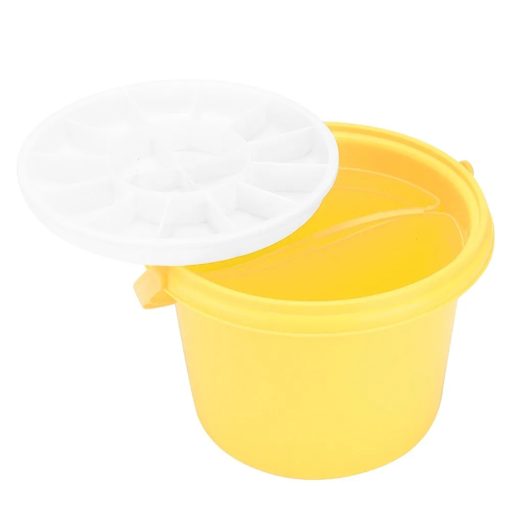 Four Optional Colors Paint Brush Tub Plastic Dual Compartments Paint Brush Storage Tub Built-in Mixing Palette Multi-grid