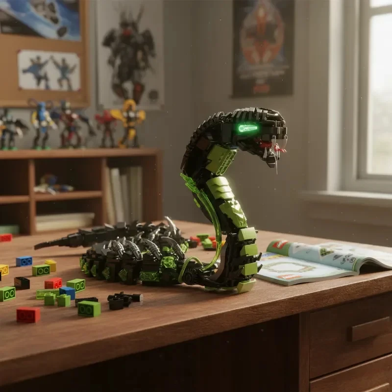 2025 Mechanical Snake Building Blocks Sets 689Pcs STEM Technological Cobra Animals Model Bricks Toys for Kids Childrens Toys MOC