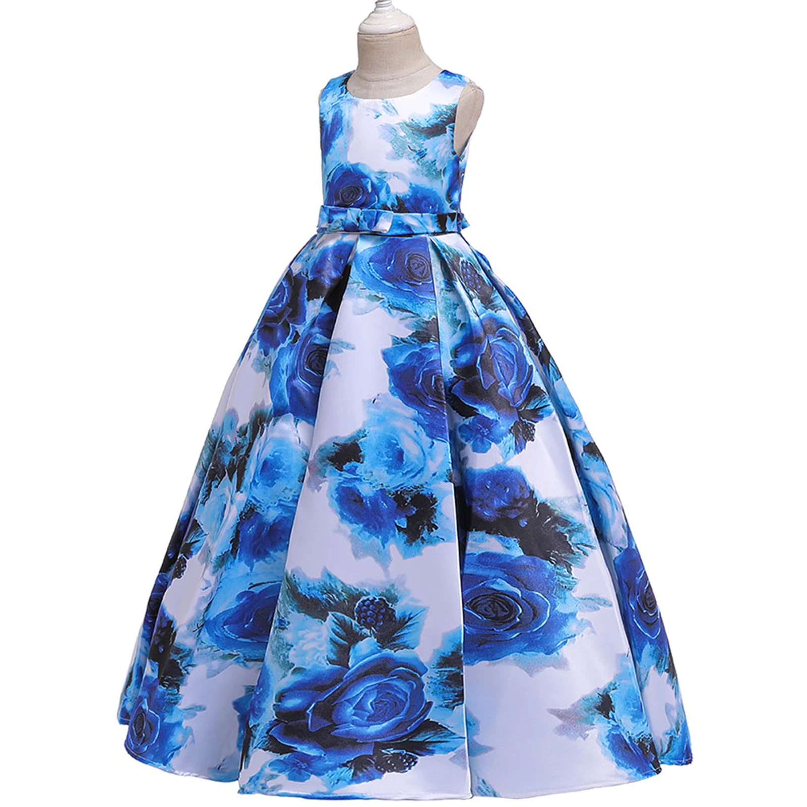 Children Flower Prom,Vintage Kids Rose Pattern Costume,Ball Gown for Girls,Princess Dress,Teens Elegant Party Wedding Dress