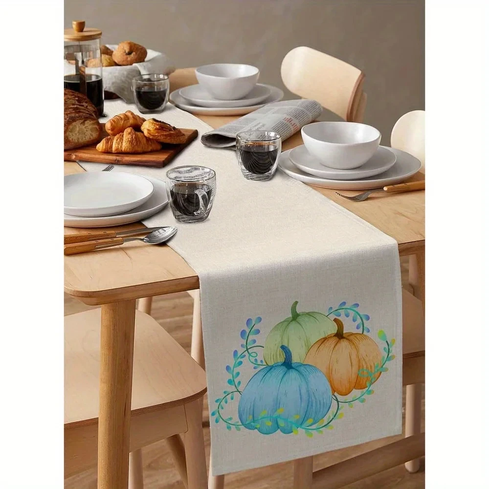 

Halloween Christmas Table Flag Easter Rabbit Blue Flowers Easter Decoration Spring Daisy Flower Grid Festival Party Decoration