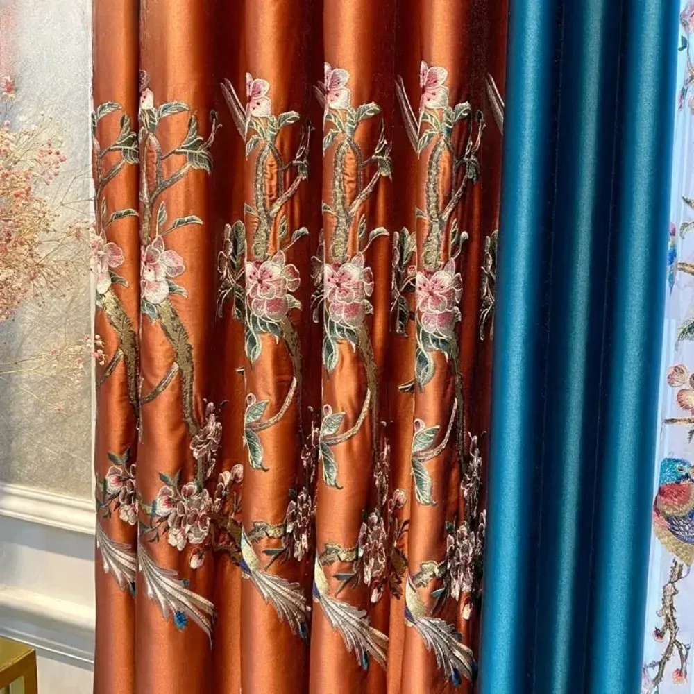 Embroidered Luxury Curtain for Living Room Bedroom Balcony Blackout High-quality Embroidered Tulle Elegant Thickened Chenille