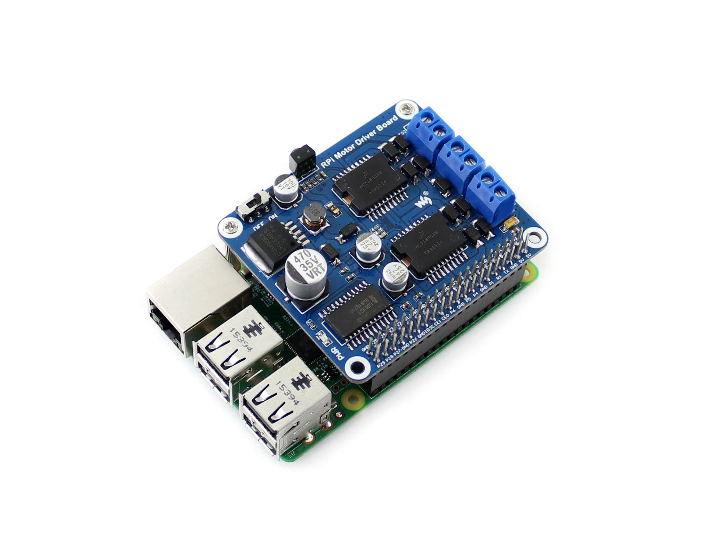 Waveshare RPi Motor Driver Board Raspberry Pi Expansion Board DC Motor / Stepper Motor Driver