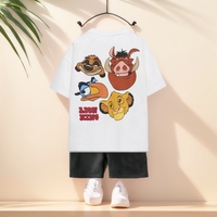 Kids Summer Casual Trendy Lion King 2pcs Short Sleeved Breathable Tees+shorts Sportsuits 1-7years Boys Girls Streetwear Sets