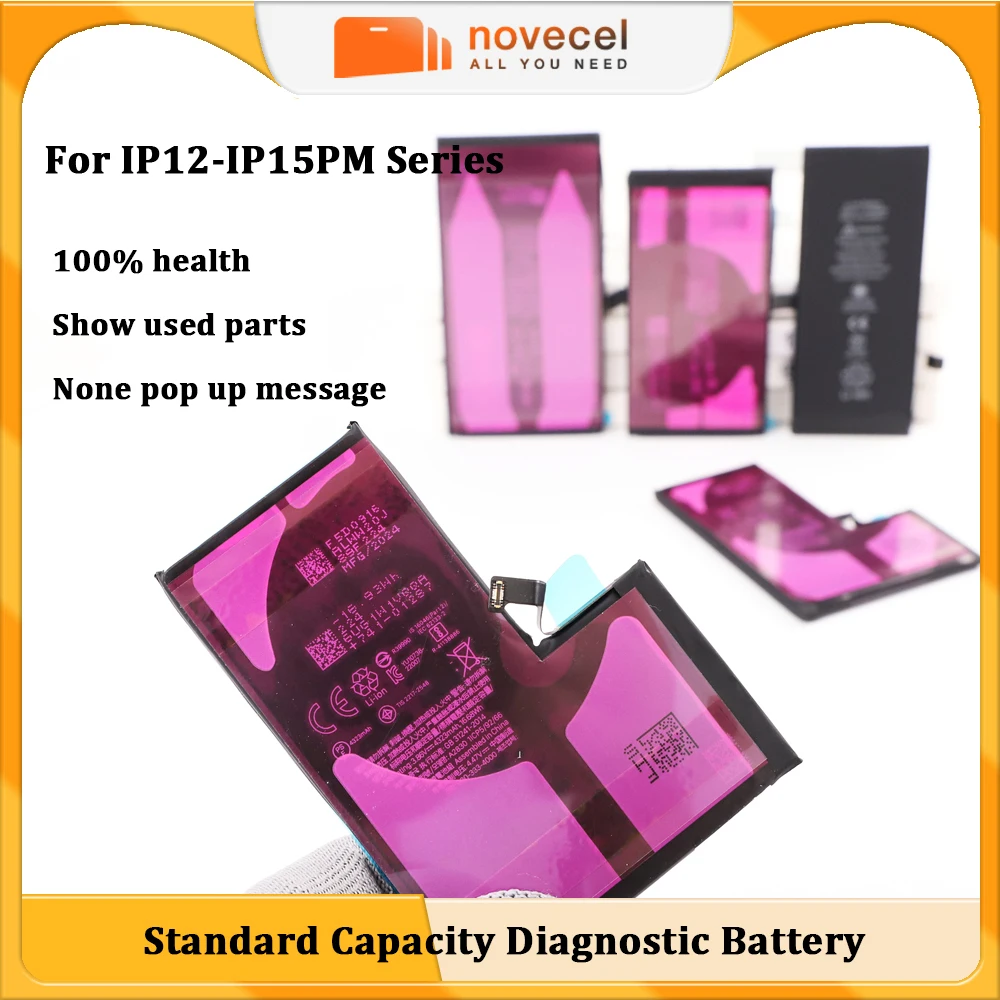 

10 шт. сменная перезаряжаемая диагностическая батарея для iPhone 15 Pro Max 14 13Mini 12 100% Heath New 0-cycle No Pop Up Show б/у