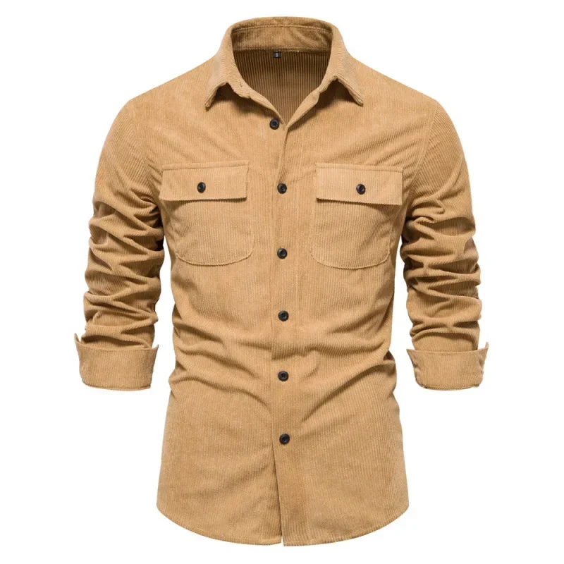 

2023 New Autumn Men's Fashion Slim Fit Casual Solid Color Long Sleeved Shirt