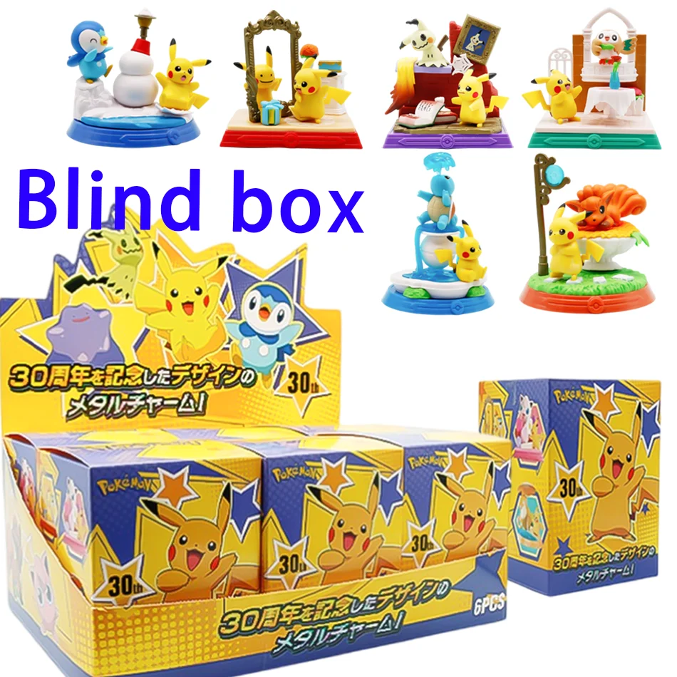 

1-6pcs Pok é mon Blind Box 30th Anniversary Commemorative Edition Pikachu Anime Models Desktop Decorations Pok é mon Toys gifts
