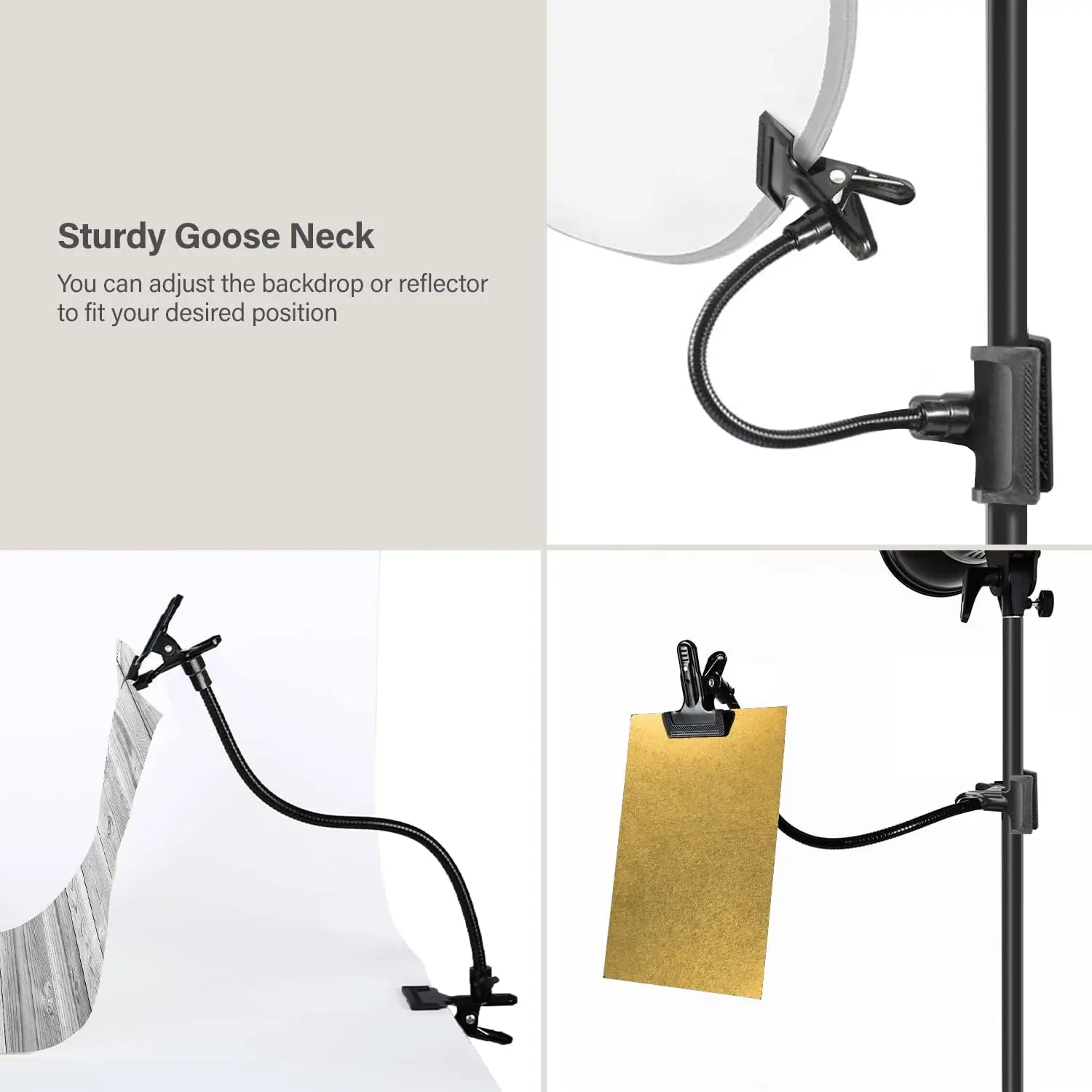 Background Holder Clamp W/ Flexible Arm for Photo Studio Accessories Reflector and Camera