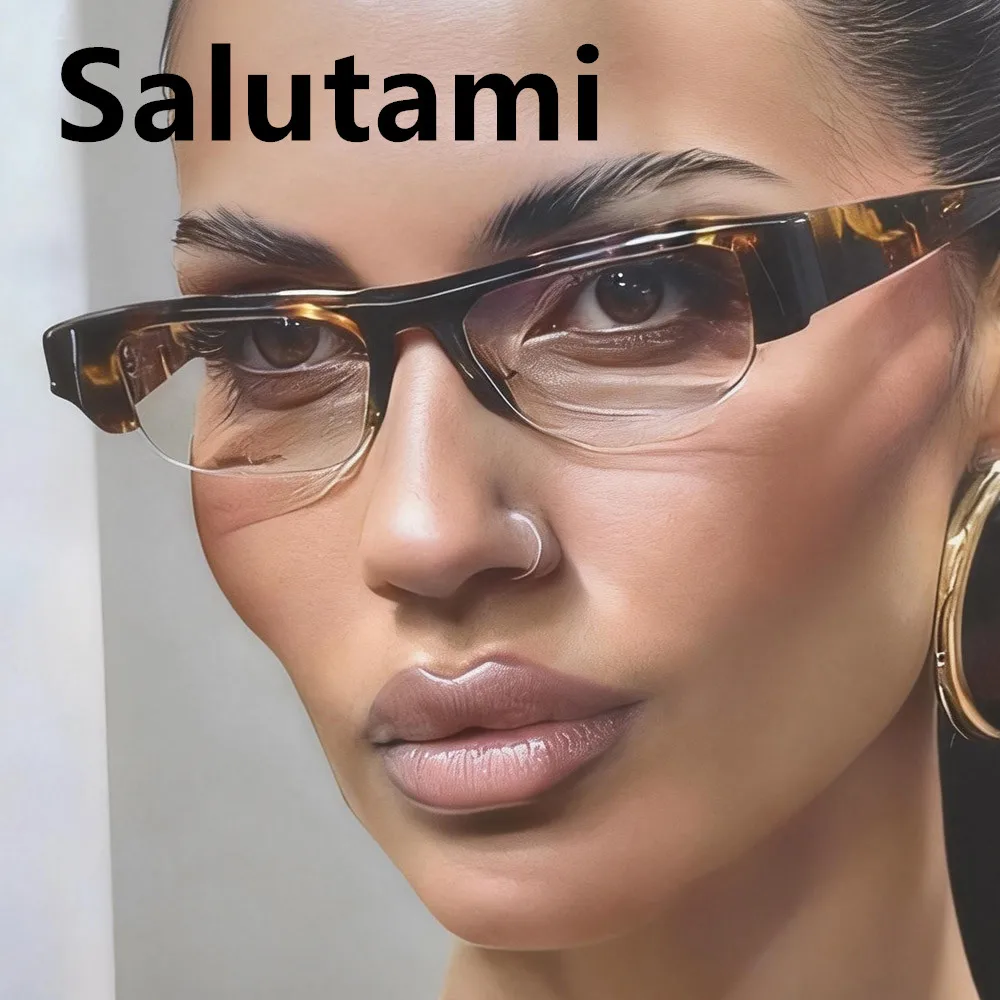 Halbrahmen-Anti-Blaulicht-Brille für Damen, neue modische quadratische Leoparden-Sonnenbrille in Schwarz, Damen-Retro-Sonnenbrillengestell UV400