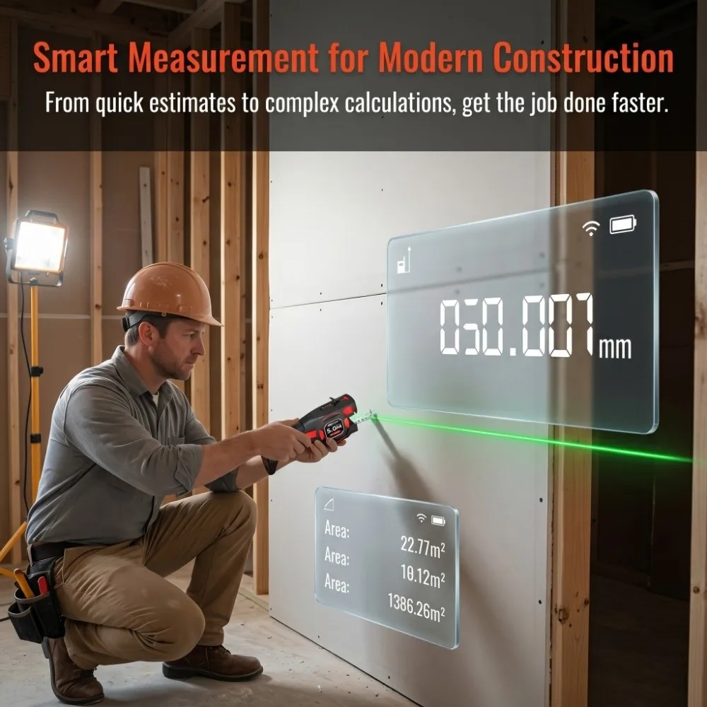 3-in-1 Laser Tape Measure Rechargeable 5Mx25mm Laser Rangefinder Professional High Precision Laser Level Renovation