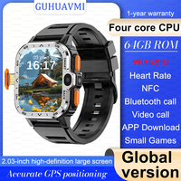 PGD SmartWatch 4G LTE GPS Wifi SIM Card NFC Dual Camera Rugged 16/64G ROM Storage Google Play Heart Rate Android Smart Watch Men