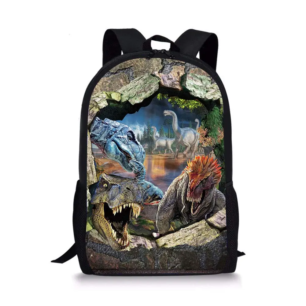 Cool Dinosaur World 3D Print School Backpack for Teenagers Boys Girls Kids Bookbag Children Middle Student School Bag 16 Inches