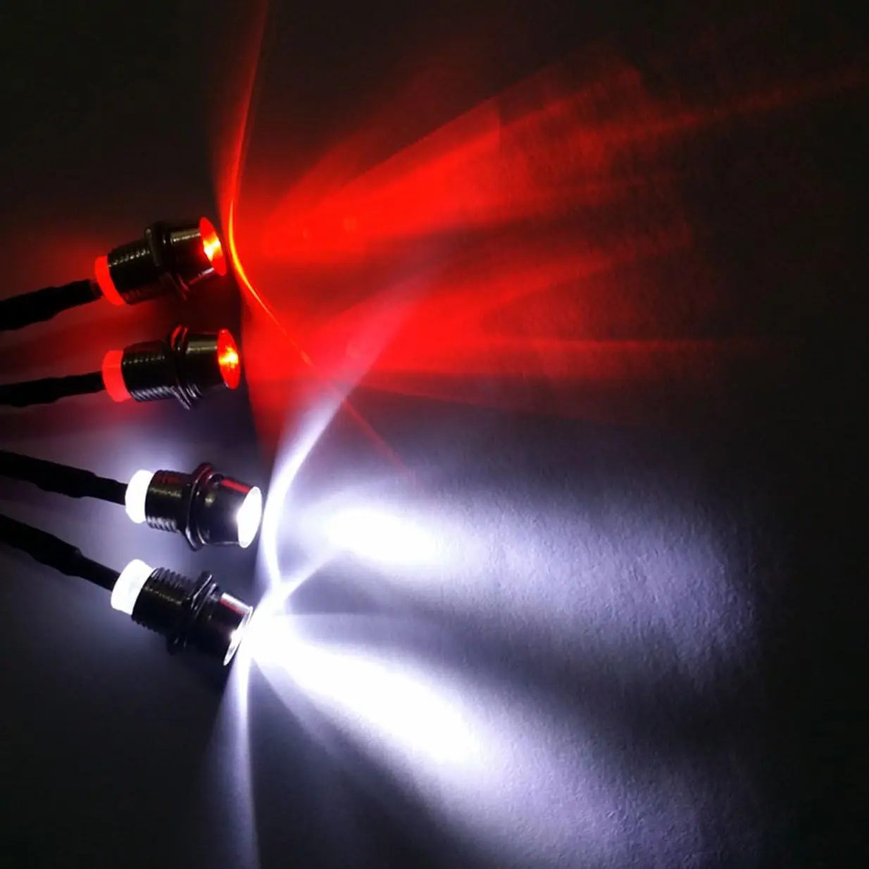 4LED Light Kit for RC Car Truck, Headlights & Taillights Compatible with Traxxas Axial SCX10 Tamiya Redcat RC4WD HSP 1/10 1/12