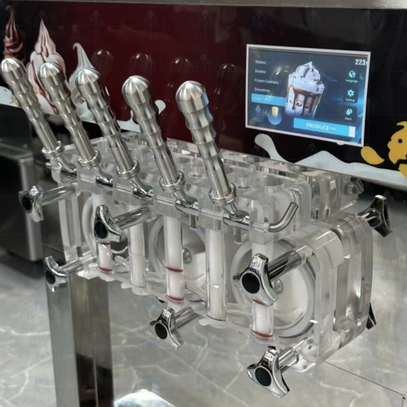 Automatic 110v/220v Refrigeration Equipment Desktop and Vertical 5-head Mixed Flavor Soft Ice Cream Machine for Sale