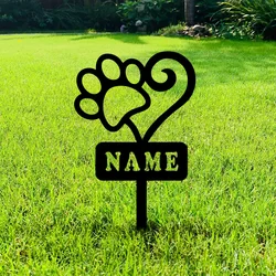 Custom Pet Memorial Steel Garden Stake,Dog Paw Prints Metal Plaque,Personalized Dog Loss Gift,Grave Marker for Loss of Pet