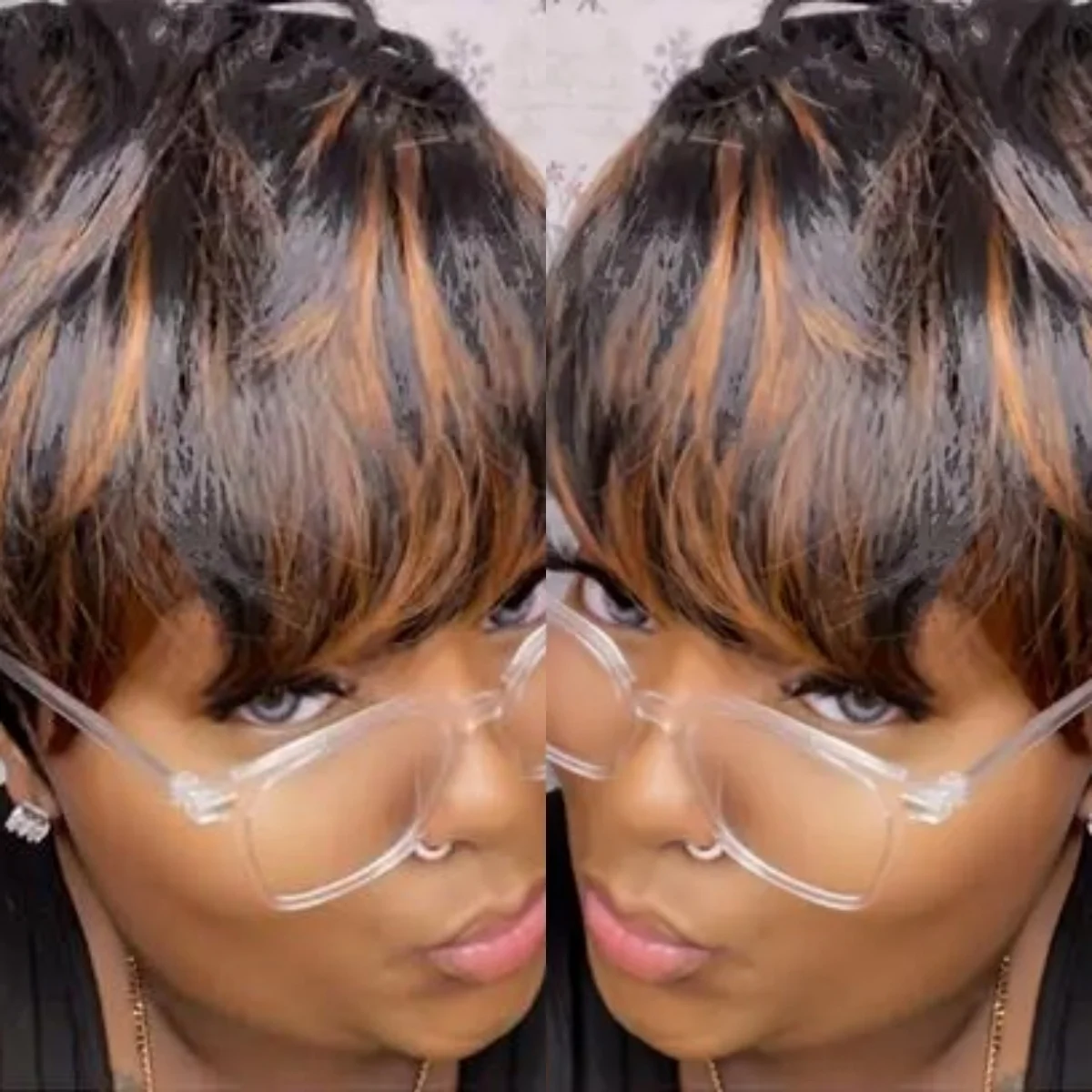 픽시 컷 가발 흑인 여성을위한 인간의 머리 짧은 가발 앞머리가있는 짧은 픽시 가발 전체 기계 제작 가발