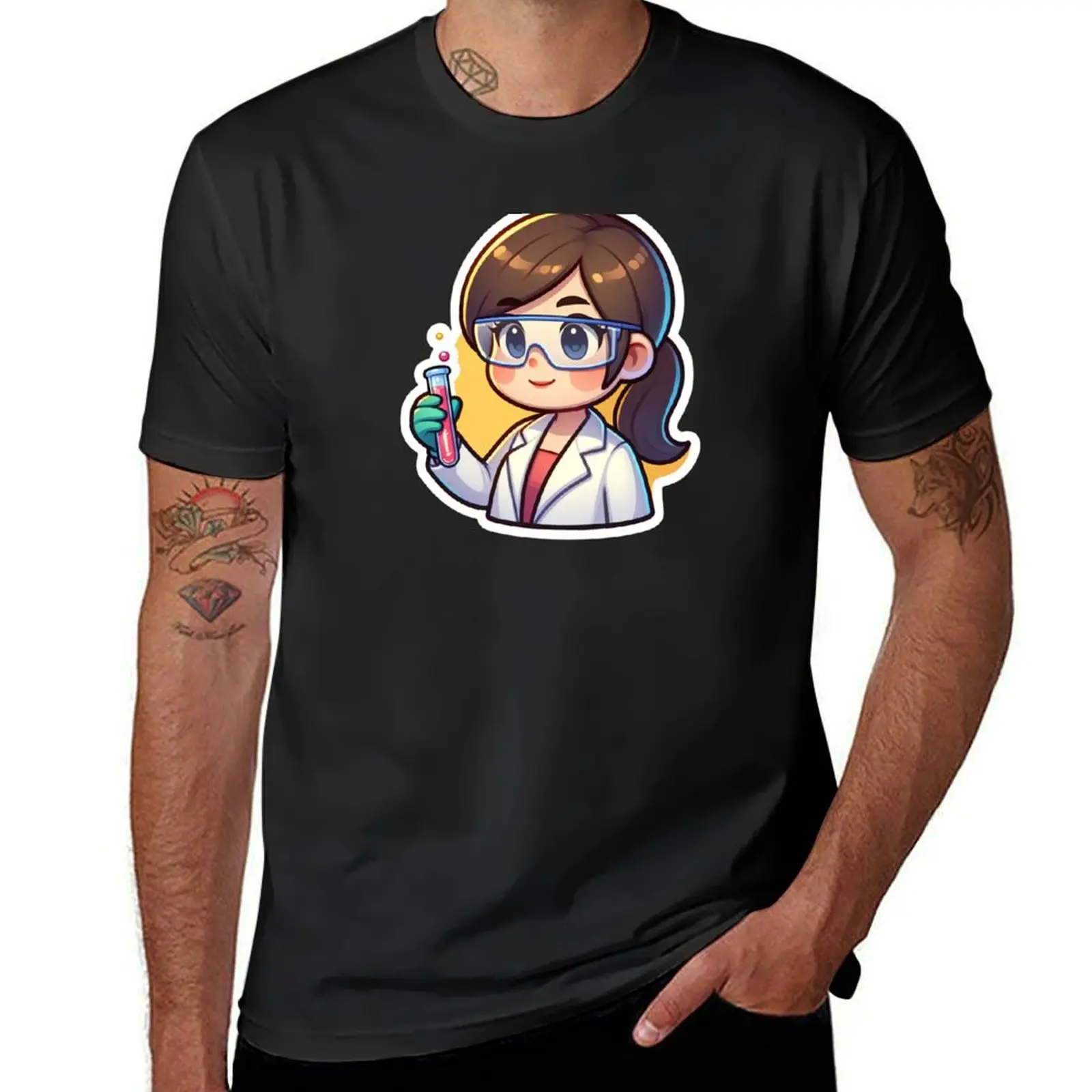 

Cute Female Cartoon Chemist T-Shirt anime basketball graphic tees anime figures mens plain t shirts
