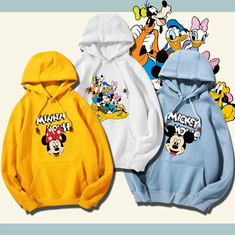 Spring and Autumn cute Mickey Mouse and Donald Duck Cartoon Anime periphery Parent child Hoodies  A family of three Hoodies