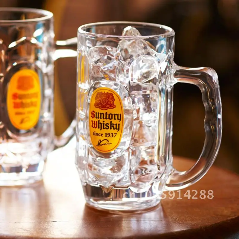 

Glass Sunley Beer Mug with High-Footed Carved Flower Design 401-500ml Capacity Classic Hi-Bang Whiskey Cup
