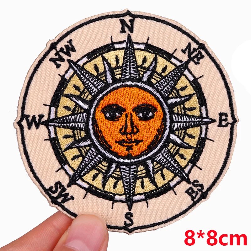 Cartoon/Kamera Stickerei Patch Kompass/Sun Patch Eisen auf Patches für Kleidung Thermo kleber Patches auf Kleidung Jacken DIY