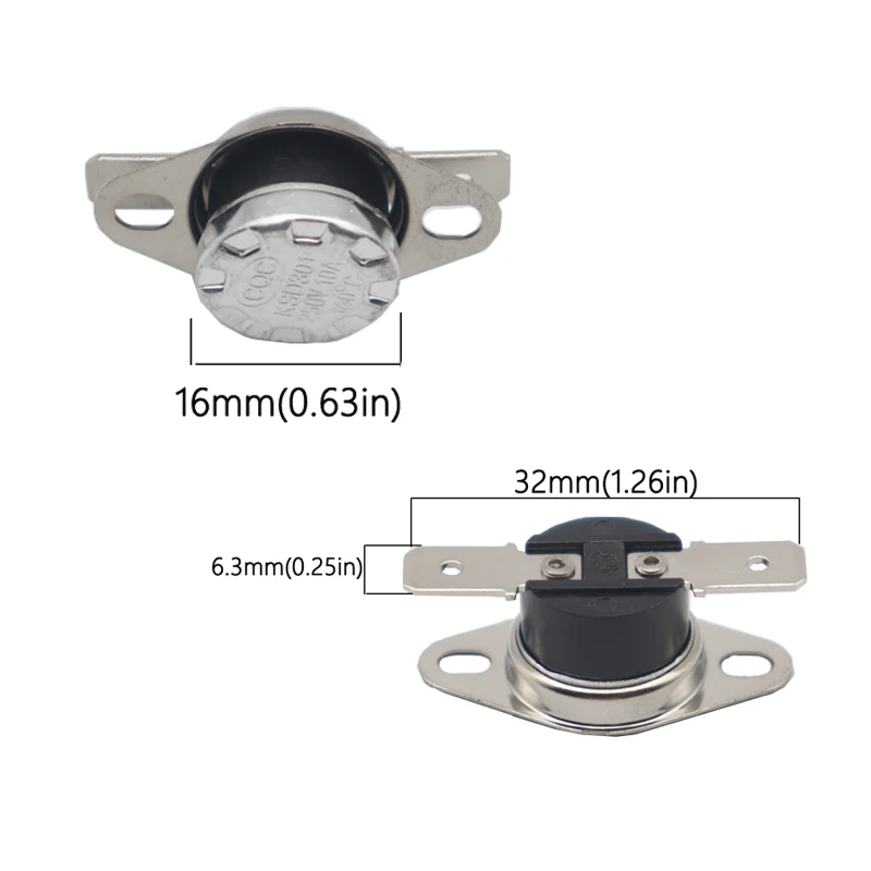 【10-2PCS】Normal Close Open Thermostat Switch 45 50 55 60 65 70 75 80 85 90 95 100 105 - 135 ℃ Temperature Sensor Switch KSD301