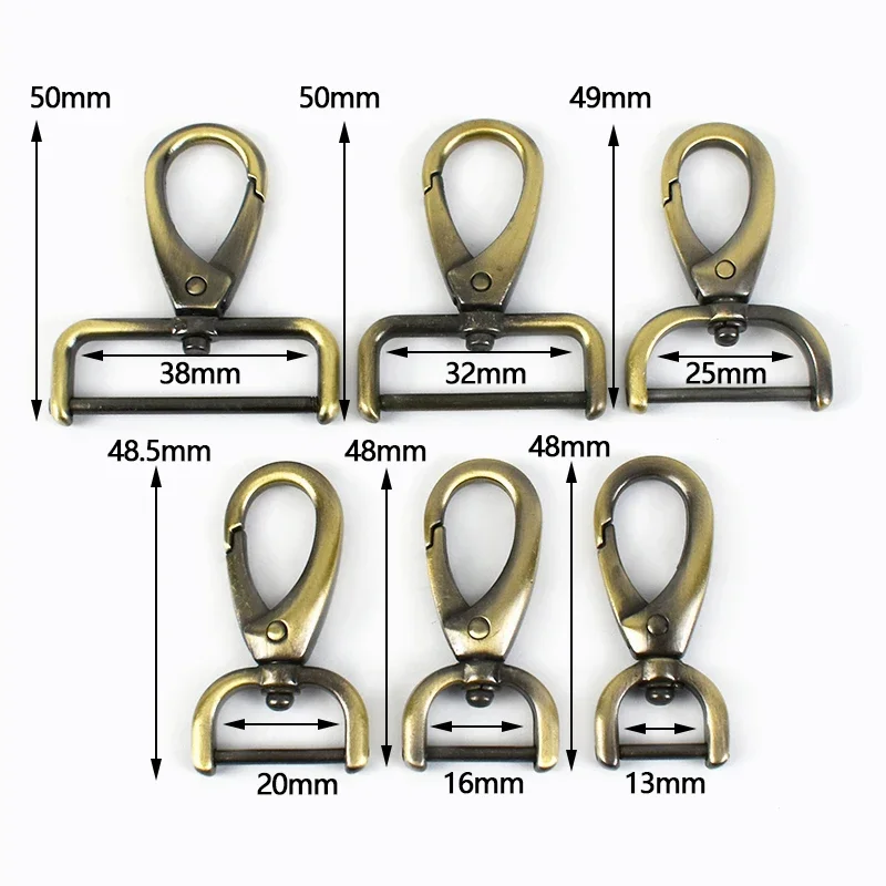 5Pcs Meetee 13-38mm Metal Swivel Lobster Clasp Detachable Keychain Hook Webbing Bag Strap Snap
