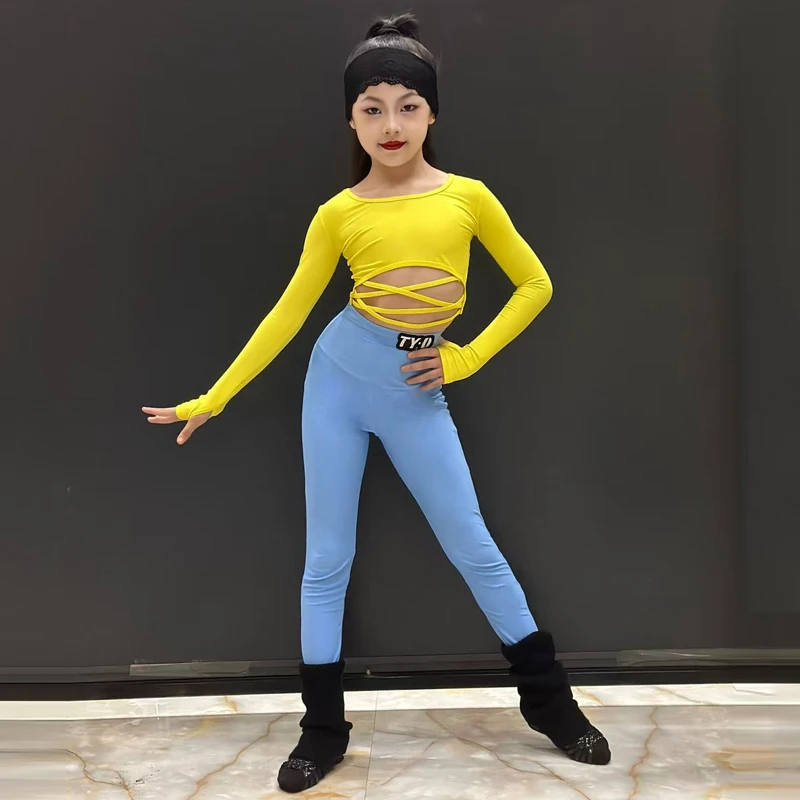 ชุดฝึกซ้อมเต้นละตินสำหรับเด็ก ชุดแสดงเต้นรำรุมบ้าละตินสำหรับเด็ก ชุดเต้นแทงโก้บอลรูมสำหรับเด็กผู้หญิง DW11097