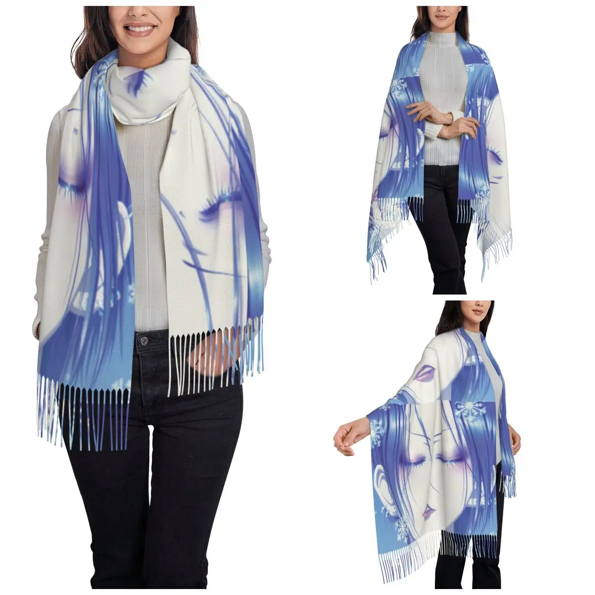 وشاح نسائي شرابة نانا أوساكي كاواي كبير فائق النعومة شال لف أنيمي آي يازاوا ملابس يومية أوشحة الباشمينا