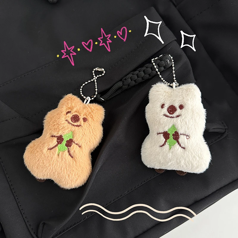 Funny Plush Bear Doll Keychain Hanging Ornaments Hanging Clothing Accessor Trendy Bag Decor Car Keyring Pendant Birthday Gifts