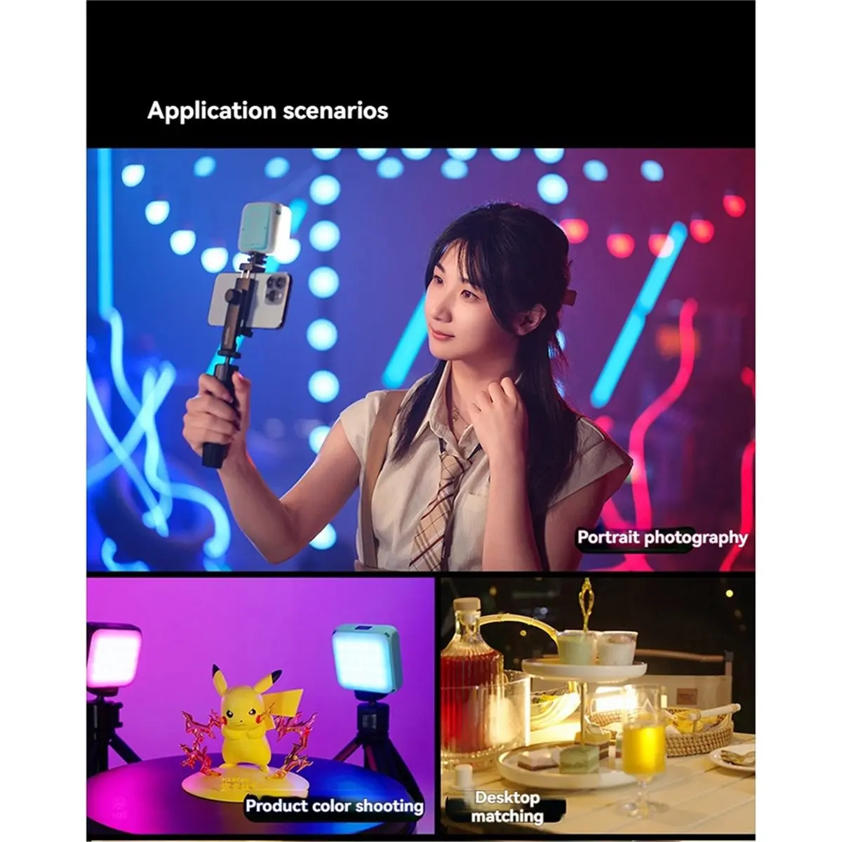 AT33 VS5 Bi Bicolor LED Video Light 2500K-8500K Magnetic Pocket Fill Light with Cold Shoe for Phone DSLR Camera Black