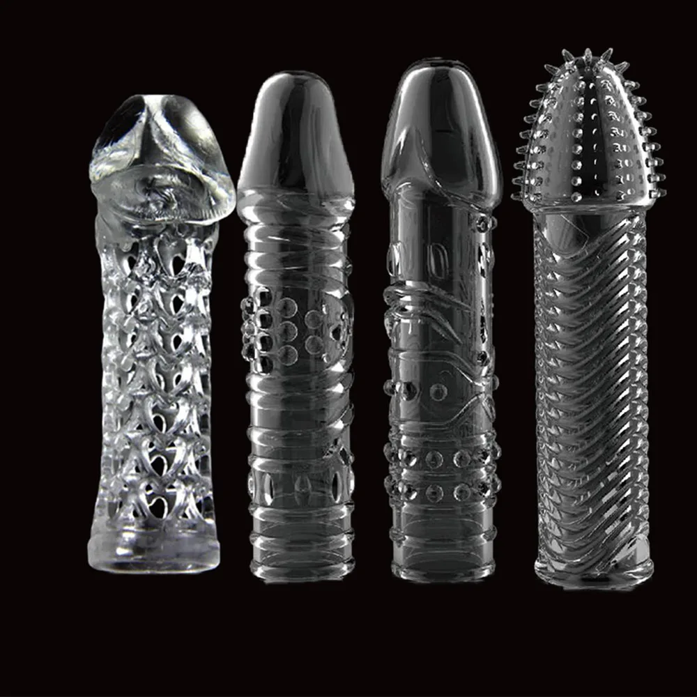 4pc Reusable Clit Massager Extensions Penis Sleeve Enlargement Delay Spray Comdom Cock Ring Vibrator Cover Adult Sex Toy HotSale