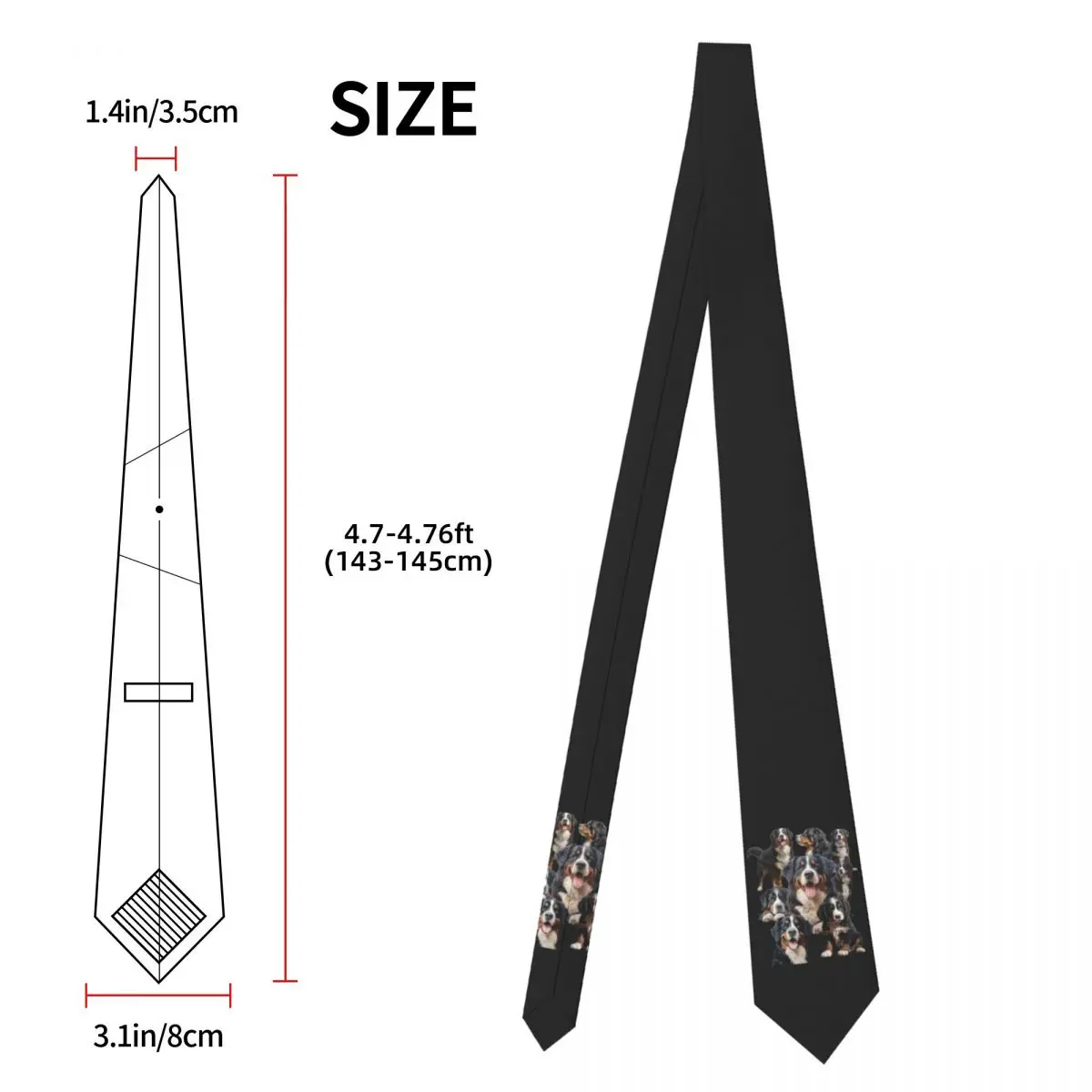 Bernese Mountain Dog Necktie for Men Silk Polyester 8 cm Neck Ties Party Business Tie Casual Gravatas