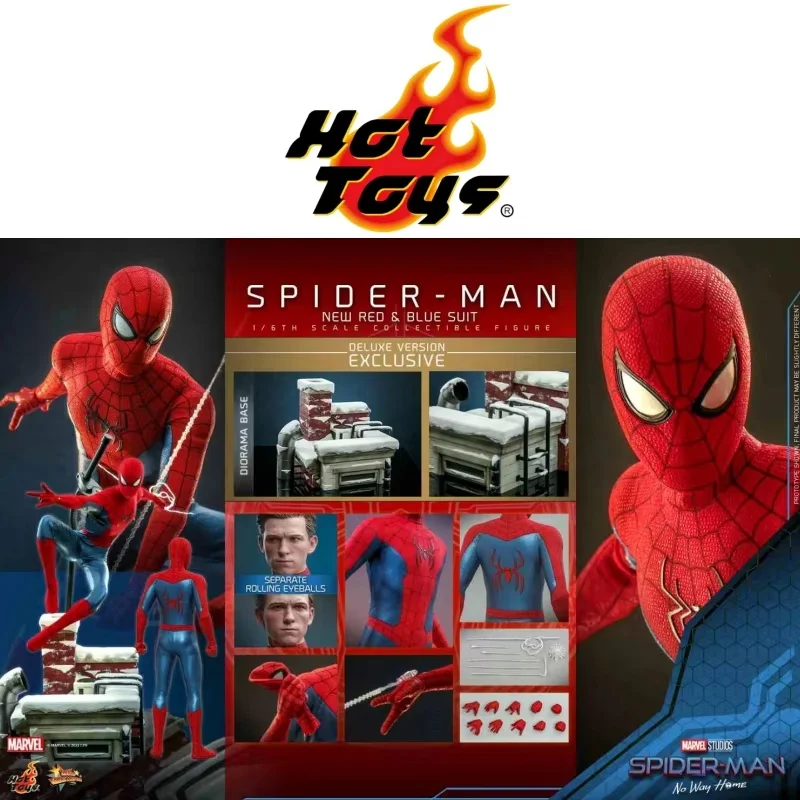 In Stock HotToys HT Spider Man New Red And Blue Battle Suit 1/6 Action Figure MMS679 MMS680 Model Toys Holiday Gifts For Fans