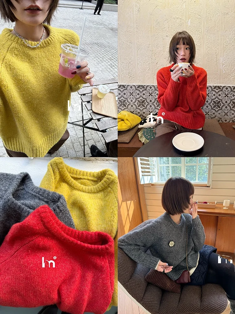 

Свитер EMH Life из смесовой шерсти альпака, круглый вырез, вязаный, суперточное соответствие цвета, коллекция Winter Commute Sle